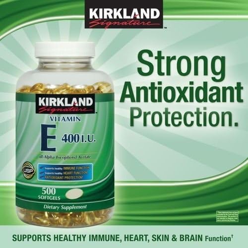 KIRKLAND VITAMIN E 400 IU SOFTGELS - 500 CAPSULES FOR IMMUNE SUPPORT AND ANTIOXIDANT HEALTH