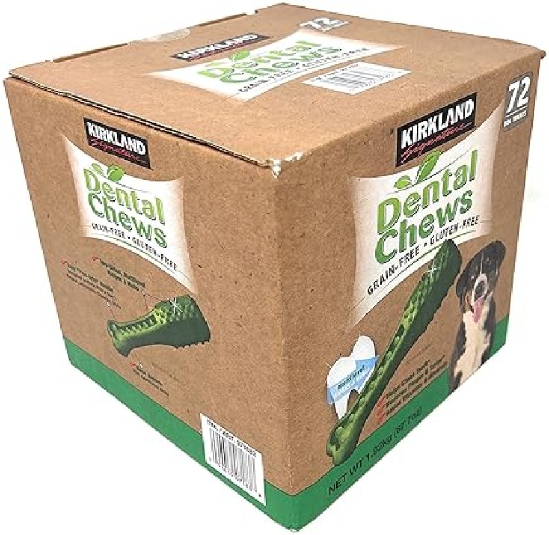 KIRKLAND SIGNATURE DENTAL CHEWS FOR DOGS, 72 COUNT FRESHENS BREATH SUPPORTS ORAL HEALTH