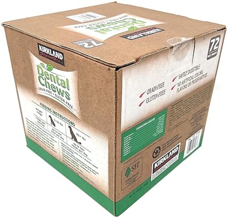 KIRKLAND SIGNATURE DENTAL CHEWS FOR DOGS, 72 COUNT FRESHENS BREATH SUPPORTS ORAL HEALTH