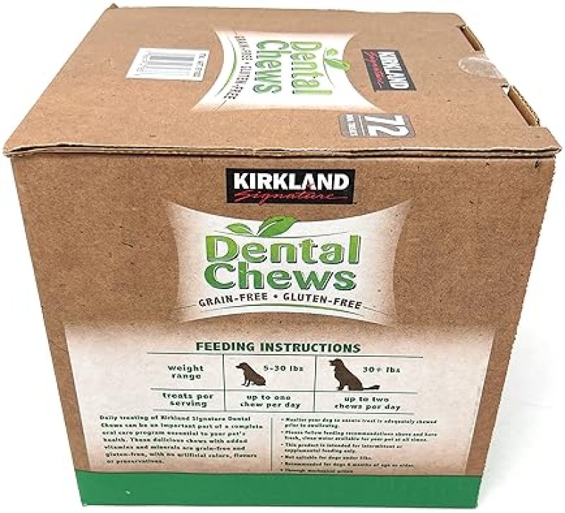 KIRKLAND SIGNATURE DENTAL CHEWS FOR DOGS, 72 COUNT FRESHENS BREATH SUPPORTS ORAL HEALTH
