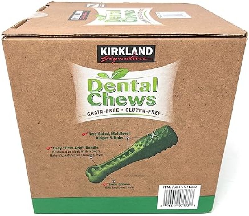 KIRKLAND SIGNATURE DENTAL CHEWS FOR DOGS, 72 COUNT FRESHENS BREATH SUPPORTS ORAL HEALTH