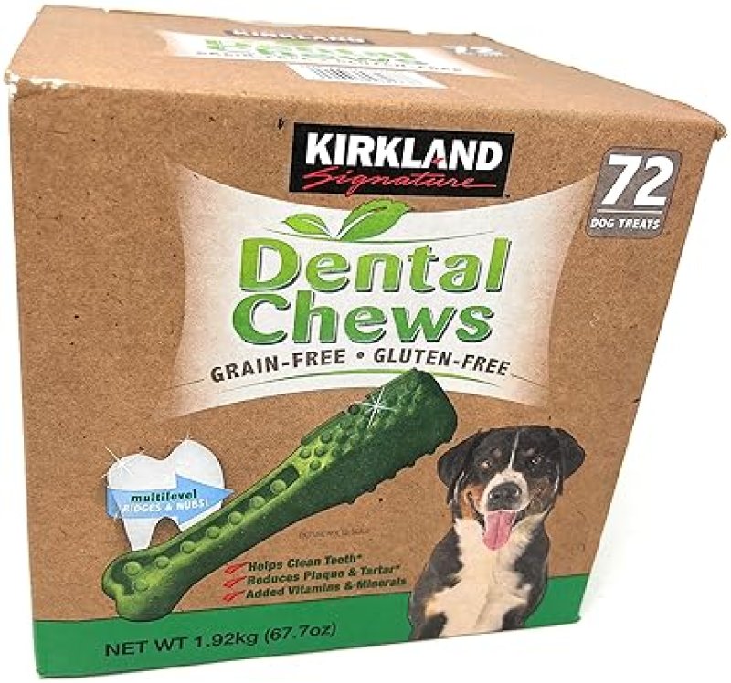 KIRKLAND SIGNATURE DENTAL CHEWS FOR DOGS, 72 COUNT FRESHENS BREATH SUPPORTS ORAL HEALTH