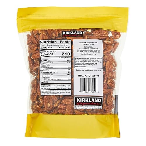 KIRKLAND SIGNATURE PREMIUM PECAN HALVES FRESH, LARGE, ROASTED UNSALTED NUTS