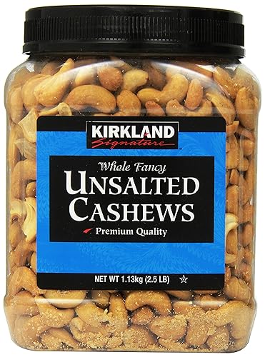 KIRKLAND SIGNATURE UNSALTED CASHEWS 2.5 LB BULK PREMIUM SNACK NUTS, FRESH NATURAL
