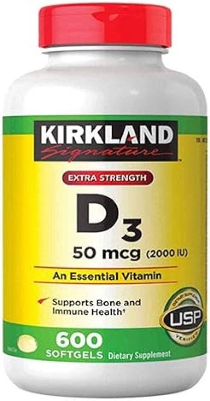 KIRKLAND SIGNATURE EXTRA STRENGTH VITAMIN D3 50 MCG 2000 IU 600 SOFTGELS FOR BONE HEALTH