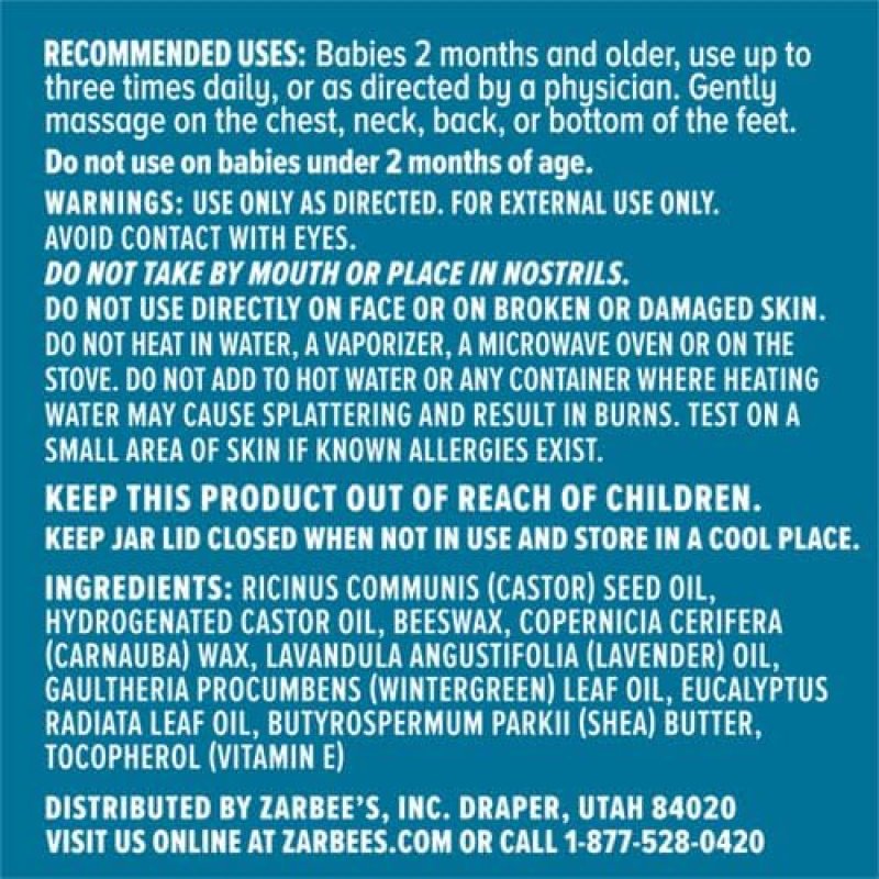 ZARBEES BABY SOOTHING CHEST RUB WITH EUCALYPTUS LAVENDER PETROLEUM-FREE, 1.5 OZ