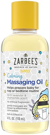ZARBEES BABY MASSAGE OIL WITH LAVENDER CHAMOMILE, CALMING SLEEP AID, 4OZ BOTTLE