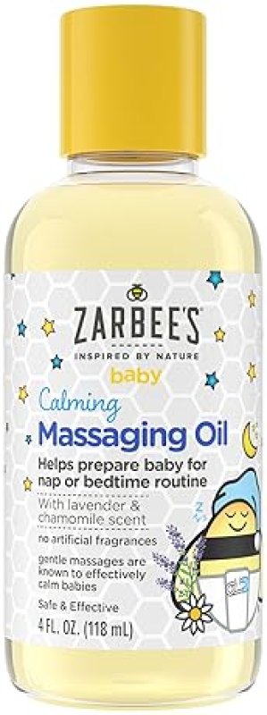 ZARBEES BABY MASSAGE OIL WITH LAVENDER CHAMOMILE, CALMING SLEEP AID, 4OZ BOTTLE