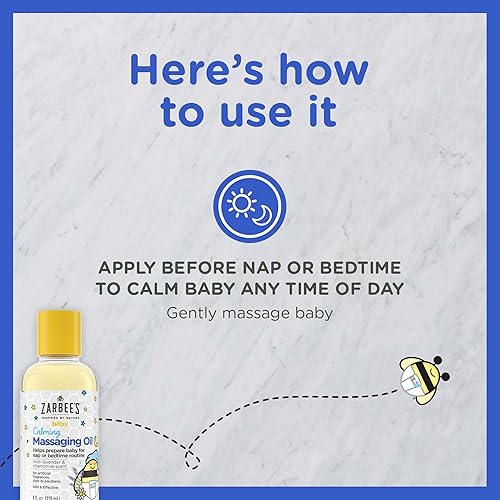 ZARBEES BABY MASSAGE OIL WITH LAVENDER CHAMOMILE, CALMING SLEEP AID, 4OZ BOTTLE