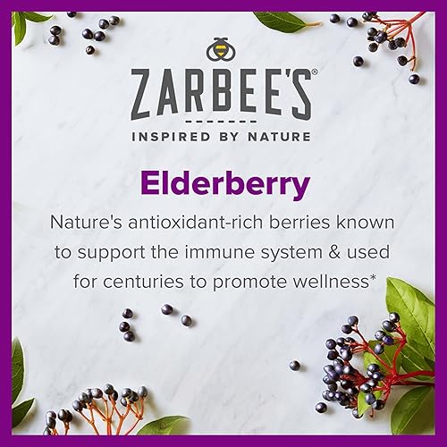 ZARBEE S ELDERBERRY GUMMIES WITH VITAMINS A C D E ZINC, IMMUNE SUPPORT, 60 COUNT, GELATIN-FREE