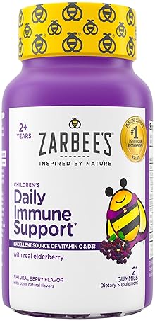 ZARBEES ELDERBERRY GUMMIES FOR KIDS WITH VITAMIN C ZINC IMMUNE SUPPORT, 21 COUNT