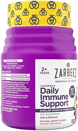 ZARBEES KIDS ELDERBERRY IMMUNE SUPPORT GUMMIES, NATURAL BERRY FLAVOR, 42 COUNT DAILY VITAMINS