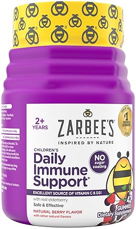 ZARBEES KIDS ELDERBERRY IMMUNE SUPPORT GUMMIES, NATURAL BERRY FLAVOR, 42 COUNT DAILY VITAMINS