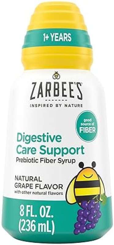 ZARBEES KIDS DIGESTIVE SUPPORT PREBIOTIC FIBER SYRUP, GRAPE FLAVOR, GLUTEN-FREE, 8 FL OZ