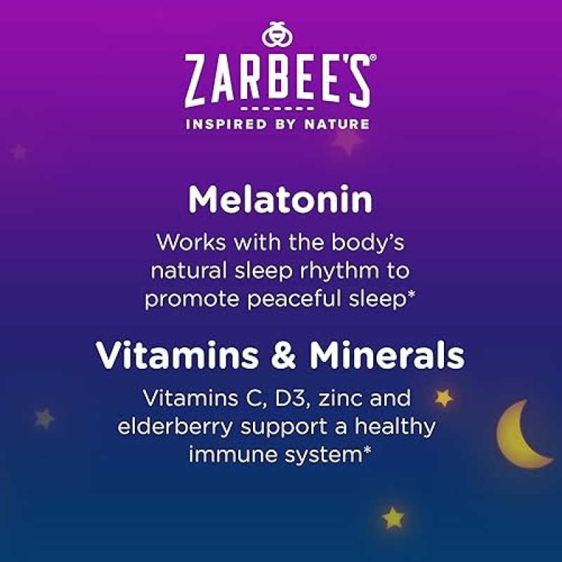 ZARBEES SLEEP IMMUNE SUPPORT GUMMIES, 30 COUNT NATURAL VITAMINS FOR RESTFUL SLEEP IMMUNITY