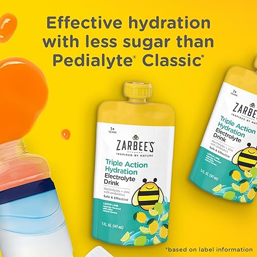 ZARBEES KIDS ELECTROLYTE DRINK, LOW SUGAR, PREBIOTICS ZINC, STRAWBERRY LEMONADE LIME, 12X5OZ