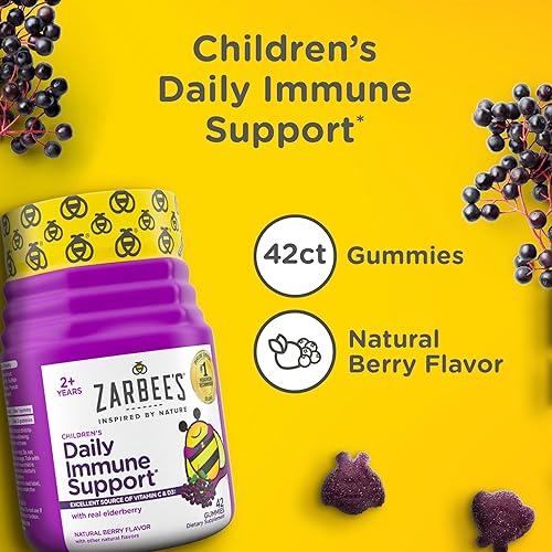 ZARBEE S KIDS ELDERBERRY IMMUNE SUPPORT GUMMIES WITH VITAMINS A C D3 E ZINC, 42 CT