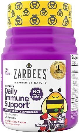 ZARBEES KIDS IMMUNE SUPPORT GUMMIES WITH ELDERBERRY, VITAMINS C, D3 ZINC, SUGAR-FREE, 60 CT