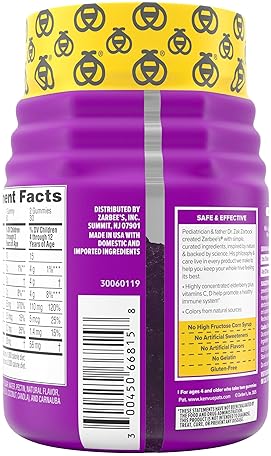 ZARBEES KIDS IMMUNE SUPPORT GUMMIES WITH ELDERBERRY, VITAMINS C, D3 ZINC, SUGAR-FREE, 60 CT