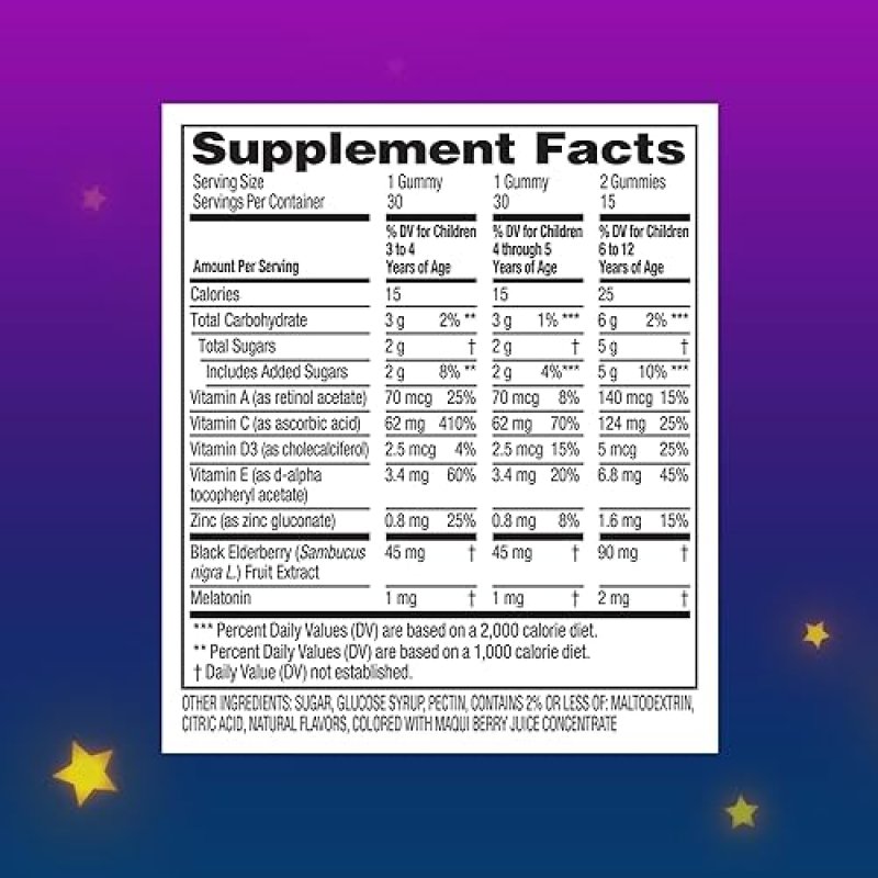 ZARBEES SLEEP IMMUNE SUPPORT GUMMIES, 30 COUNT NATURAL VITAMINS FOR KIDS ADULTS