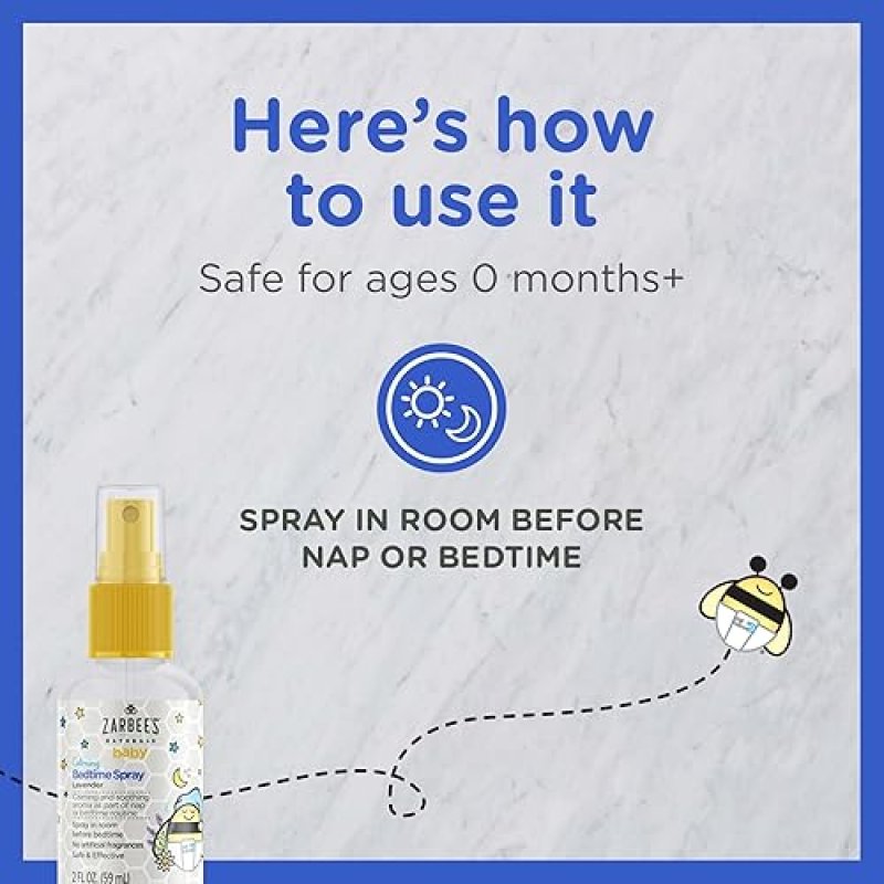 ZARBEES BABY SLEEP SPRAY WITH NATURAL LAVENDER CHAMOMILE CALMING BEDTIME, 2OZ BOTTLE