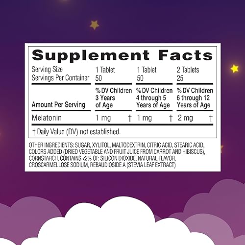 ZARBEE S KIDS MELATONIN 1MG CHEWABLE SLEEP AID, NATURAL GRAPE, NON-HABIT, GLUTEN-FREE, 50 CT