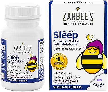 ZARBEE S KIDS MELATONIN 1MG CHEWABLE SLEEP AID, NATURAL GRAPE, NON-HABIT, GLUTEN-FREE, 50 CT