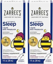 ZARBEES KIDS SLEEP AID LIQUID WITH 1MG MELATONIN, NATURAL BERRY FLAVOR, DRUG-FREE, 2-PACK