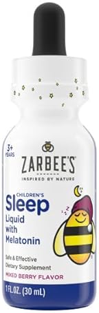 ZARBEES KIDS SLEEP AID LIQUID WITH 1MG MELATONIN, NATURAL BERRY FLAVOR, DRUG-FREE, 2-PACK