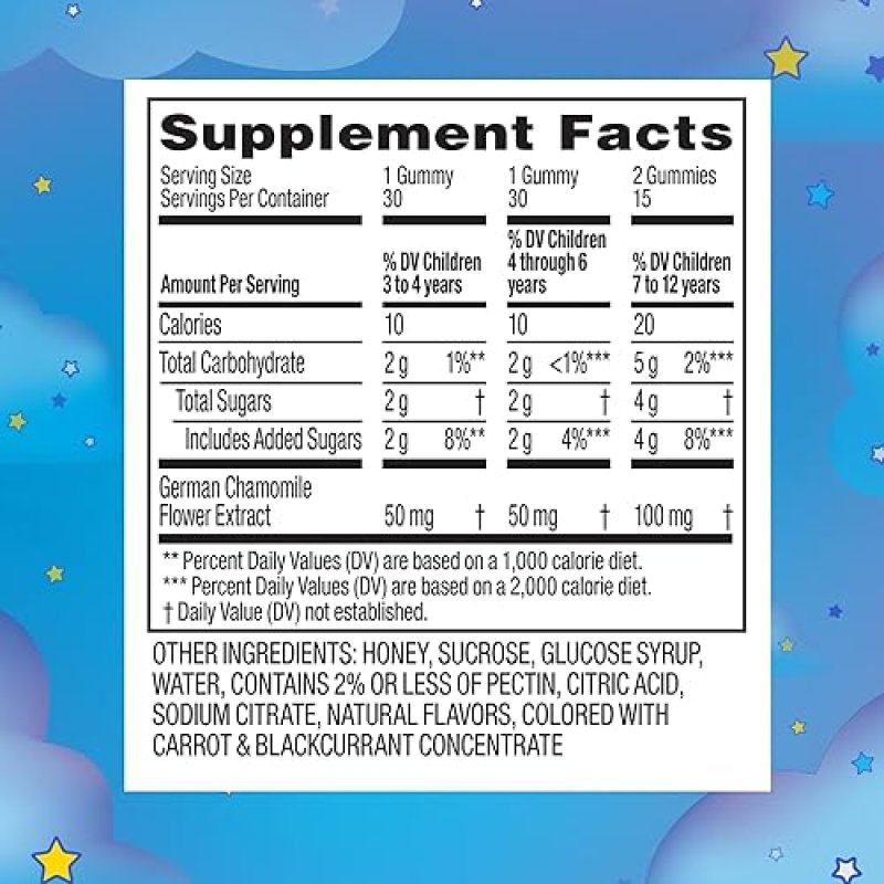ZARBEES MELATONIN-FREE BEDTIME GUMMIES FOR KIDS WITH HONEY, RASPBERRY LEMON CHAMOMILE, 30CT