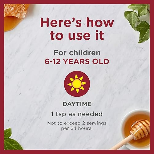 ZARBEES KIDS DAYTIME HONEY COUGH SYRUP WITH IVY LEAF, ZINC TURMERIC, DRUG-FREE, 4 OZ