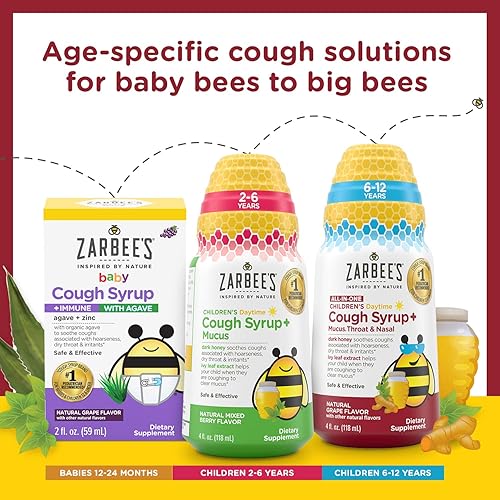 ZARBEES KIDS HONEY COUGH SYRUP DAY NIGHT 2-PACK, IVY LEAF, ZINC, TURMERIC, B-VITAMINS