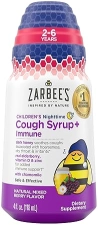ZARBEES KIDS NIGHTTIME COUGH SYRUP IMMUNE SUPPORT, HONEY ELDERBERRY, DRUG-FREE 4OZ