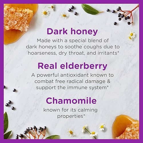 ZARBEES KIDS NIGHTTIME COUGH SYRUP IMMUNE SUPPORT, HONEY ELDERBERRY, DRUG-FREE 4OZ