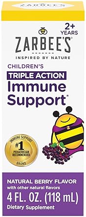 ZARBEES ELDERBERRY SYRUP FOR KIDS - IMMUNE SUPPORT WITH VITAMIN C ZINC, 4 FL OZ NATURAL BERRY