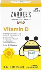 ZARBEES INFANT VITAMIN D DROPS 400IU 10MCG LIQUID SUPPLEMENT WITH DROPPER, 0.47 FL OZ