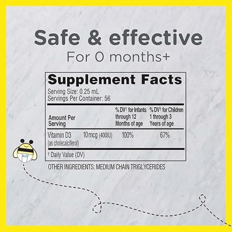 ZARBEES INFANT VITAMIN D DROPS 400IU 10MCG LIQUID SUPPLEMENT WITH DROPPER, 0.47 FL OZ