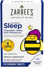 ZARBEE S KIDS MELATONIN 1MG CHEWABLE TABLETS, NATURAL GRAPE, NON-HABIT, GLUTEN-FREE, 50 CT