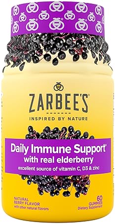 ZARBEE S ELDERBERRY GUMMIES WITH VITAMINS A C D E ZINC, IMMUNE SUPPORT, 60 VEGAN GUMMIES