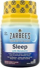 ZARBEES MELATONIN GUMMIES 3MG SLEEP AID FOR ADULTS 12 , NATURAL FRUIT FLAVOR, 60 COUNT