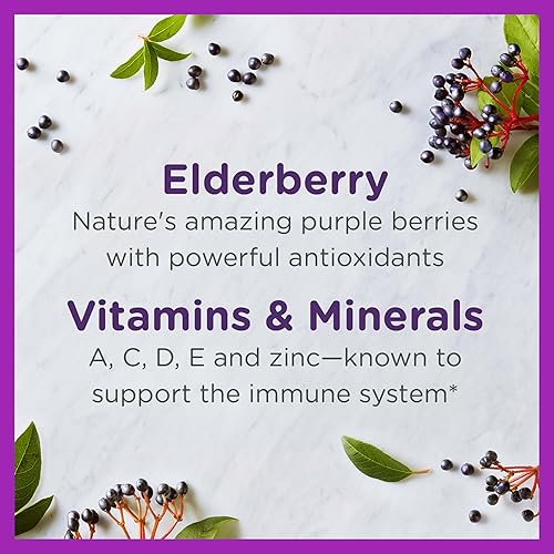 ZARBEES ELDERBERRY SYRUP FOR KIDS IMMUNE SUPPORT WITH VITAMIN C ZINC, NATURAL BERRY, 8 FL OZ