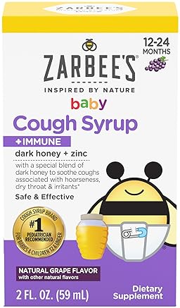 ZARBEES BABY HONEY COUGH SYRUP WITH ZINC FOR IMMUNE SUPPORT, GRAPE, 2 FL. OZ, 12-24 MONTHS