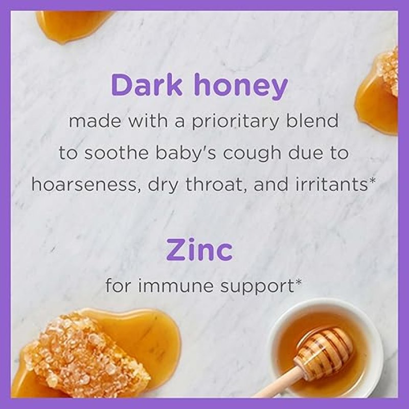 ZARBEES BABY HONEY COUGH SYRUP WITH ZINC FOR IMMUNE SUPPORT, GRAPE, 2 FL. OZ, 12-24 MONTHS