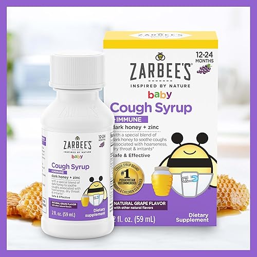 ZARBEES BABY HONEY COUGH SYRUP WITH ZINC FOR IMMUNE SUPPORT, GRAPE, 2 FL. OZ, 12-24 MONTHS