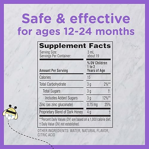 ZARBEES BABY HONEY COUGH SYRUP WITH ZINC FOR IMMUNE SUPPORT, GRAPE, 2 FL. OZ, 12-24 MONTHS