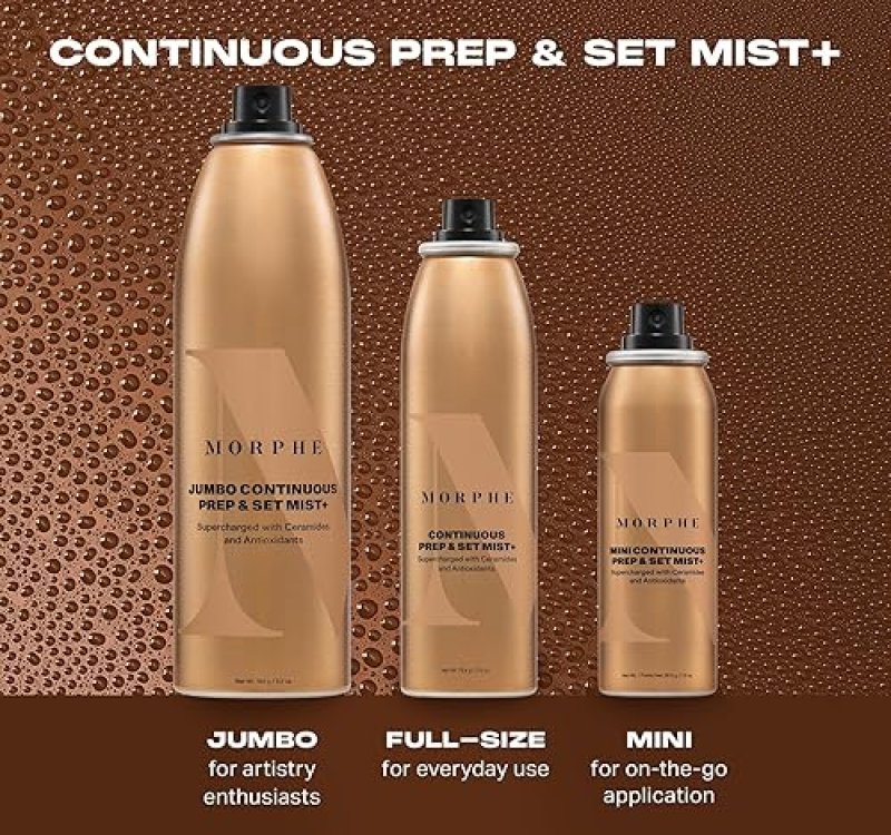 MORPHE JUMBO SETTING SPRAY HYDRATING FACE MIST DUO, RADIANT MAKEUP FINISH, 6.5 OZ EACH