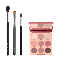MORPHE 3-PC EYE BRUSH SET 9V VINTAGE ROSE EYESHADOW PALETTE - MAUVE ROSE TONES
