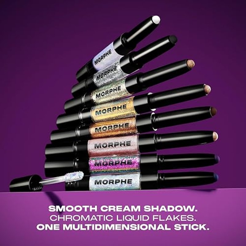 MORPHE MIXED SIGNALS DUAL-ENDED EYESHADOW STICK CREAM PIGMENT CHROME FLAKES, 0.96 OZ