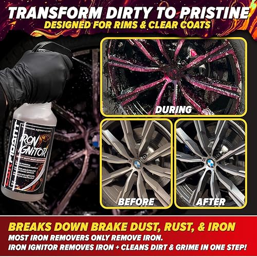 CARFIDANT IRON REMOVER WHEEL CLEANER SPRAY - PURPLE DECONTAMINANT FOR BRAKE DUST, RUST - SAFE ON PAI