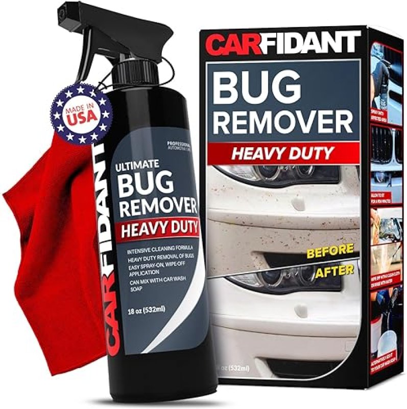 CARFIDANT HEAVY DUTY BUG REMOVER SPRAY 18OZ POWERFUL CAR EXTERIOR CLEANER FOR PAINT, GLASS CHROME